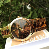  Shop Authentic Michael Kors Slim Runway Tortoise Shell Dial Two Tone Steel Strap Watch for Women - MK4284 - Luxxuri