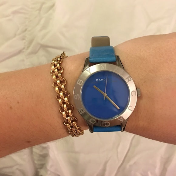  Shop Authentic Marc Jacobs Blade Blue Dial Blue Leather Strap Watch for Women - MBM1202 - Luxxuri