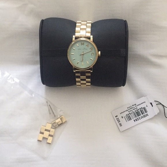  Shop Authentic Marc Jacobs Baker Mint Green Dial Gold Steel Strap Watch for Women - MBM3284 - Luxxuri