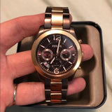  Shop Authentic Fossil Perfect Boyfriend Multifunction Brown Dial Two Tone Steel Strap Watch for Women - ES4284 - Luxxuri