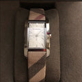  Shop Authentic Burberry The Pioneer Silver Dial Haymarket Beige Leather Strap Watch for Women - BU9406 - Luxxuri