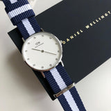  Shop Authentic Daniel Wellington Classy Glasgow White Dial Two Tone Nylon Strap Watch For Women - DW00100082 - Luxxuri