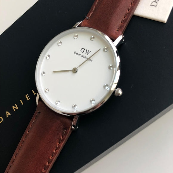  Shop Authentic Daniel Wellington Classy St Mawes White Dial Brown Leather Strap Watch For Women - DW00100079 - Luxxuri
