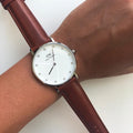  Shop Authentic Daniel Wellington Classy St Mawes White Dial Brown Leather Strap Watch For Women - DW00100079 - Luxxuri