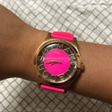  Shop Authentic Marc Jacobs Henry Skeleton Pink Dial Pink Leather Strap Watch for Women - MBM1243 - Luxxuri