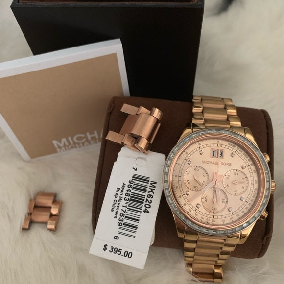 Shop Authentic Michael Kors Brinkley Rose Gold Dial Rose Gold Steel Strap Watch for Women - MK6204 - Luxxuri