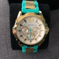 Guess Intrepid 2 Silver Dial Two Tone Rubber Strap Watch For Women - W0325L4