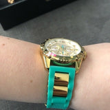  Shop Authentic Guess Intrepid 2 Silver Dial Two Tone Rubber Strap Watch For Women - W0325L4 - Luxxuri