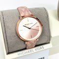 Shop Authentic Michael Kors Jayne Three Hand Rose Gold Dial Pink Leather Strap Watch For Women - MK7130 - Luxxuri