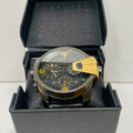 Diesel Uber Chief Two Hand Black Dial Black Leather Strap Watch For Men - DZ7377