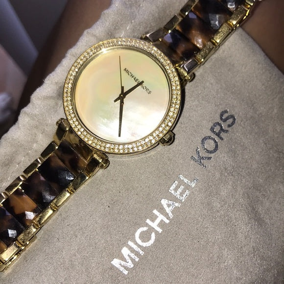  Shop Authentic Michael Kors Parker Mother Of Pearl White Dial Two Tone Steel Strap Watch For Women - MK6518 - Luxxuri