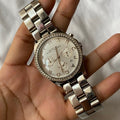  Shop Authentic Marc Jacobs Henry Glitz Chronograph Silver Dial Silver Steel Strap Watch for Women - MBM9017 - Luxxuri