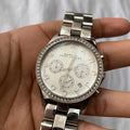  Shop Authentic Marc Jacobs Henry Glitz Chronograph Silver Dial Silver Steel Strap Watch for Women - MBM9017 - Luxxuri