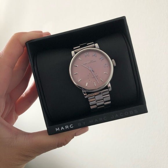  Shop Authentic Marc Jacobs Baker Pink Dial Silver Steel Strap Watch for Women - MBM3283 - Luxxuri