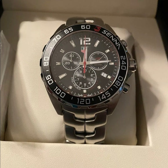  Shop Authentic Tag Heuer Senna Chronograph Special Edition Black Dial Silver Steel Strap Watch for Men - CAZ1015.BA0883 - Luxxuri