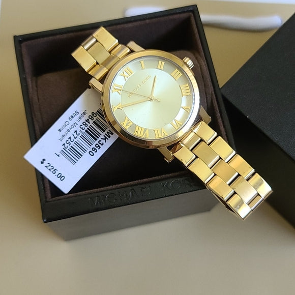  Shop Authentic Michael Kors Norie Gold Dial Gold Steel Strap Watch for Women - MK3560 - Luxxuri