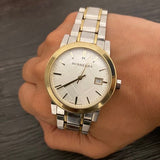  Shop Authentic Burberry The City White Dial Two Tone Steel Strap Watch for Women - BU9115 - Luxxuri