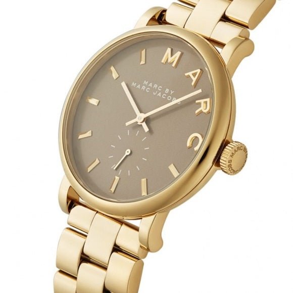 Marc Jacobs Baker Brown Dial Gold Steel Strap Watch for Women - MBM8631