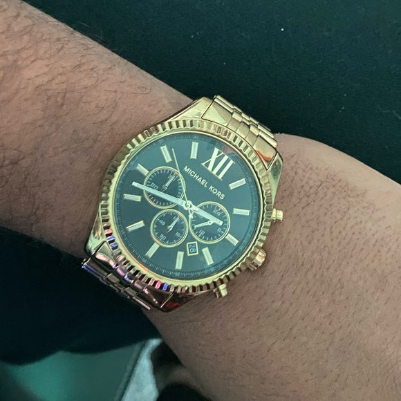  Shop Authentic Michael Kors Lexington Chronograph Green Dial Gold Steel Strap Watch for Men - MK8446 - Luxxuri