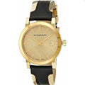  Shop Authentic Burberry The City Gold Dial Black Leather Strap Watch for Men - BU9032 - Luxxuri