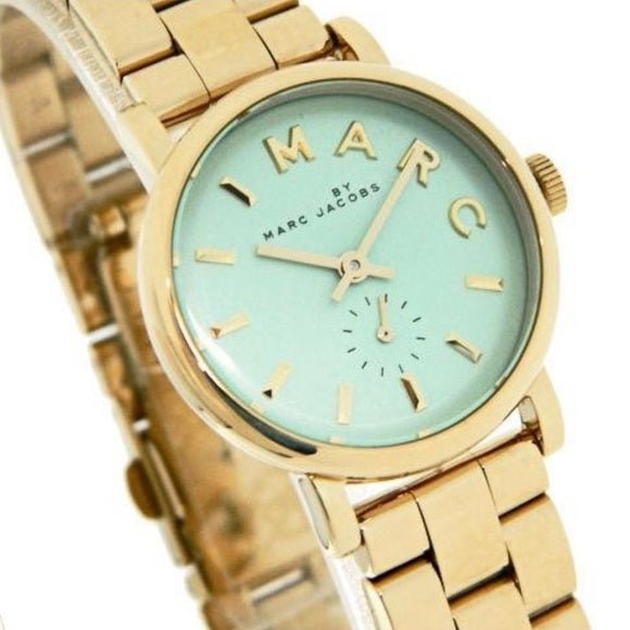Marc Jacobs Baker Mint Green Dial Gold Steel Strap Watch for Women - MBM3284