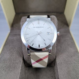  Shop Authentic Burberry The City Nova Silver Dial White Leather Strap Watch for Women - BU9022 - Luxxuri