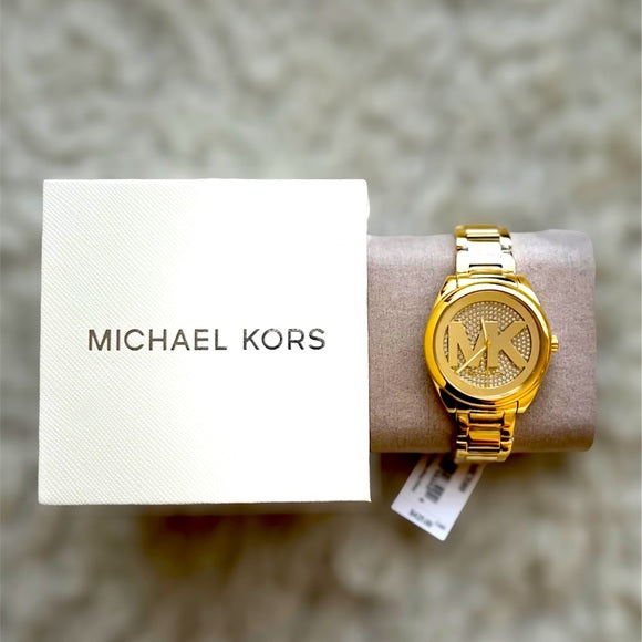  Shop Authentic Michael Kors Janelle Quartz Gold Dial Gold Steel Strap Watch For Women - MK7088 - Luxxuri