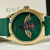  Shop Authentic Gucci G Timeless Bee Green Dial Green Leather Strap Watch For Women - YA1264065 - Luxxuri