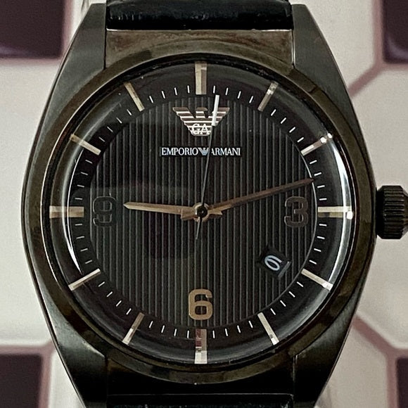  Shop Authentic Emporio Armani Franco Black Dial Black Leather Strap Watch For Men - AR0368 - Luxxuri