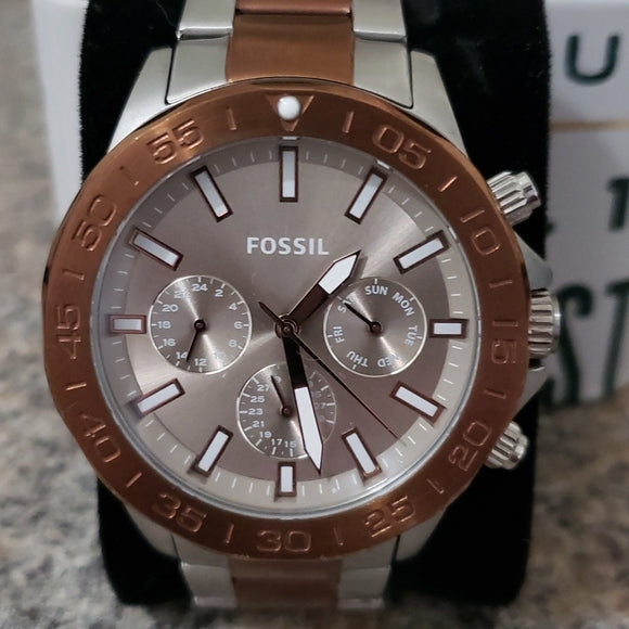  Shop Authentic Fossil Bannon Multifunction Brown Dial Two Tone Steel Strap Watch for Men - BQ2502 - Luxxuri