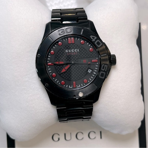  Shop Authentic Gucci G Timeless Sport Black Dial Black Steel Strap Watch For Men - YA126230 - Luxxuri