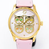  Shop Authentic Gucci G Timeless Quartz Mother of Pearl Dial Pink Leather Strap Watch For Women -  YA1264132 - Luxxuri