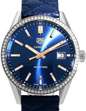  Shop Authentic Tag Heuer Carrera Quartz Diamonds Blue Dial Blue Leather Strap Watch for Women - WAR1114.FC6391 - Luxxuri