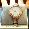  Shop Authentic Michael Kors Slim Runway Crystals Gold Dial Gold Steel Strap Watch for Women - MK3632 - Luxxuri
