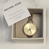  Shop Authentic Michael Kors Charley Three-Hand Quartz Gold Dial Gold Steel Strap Watch for Women - MK4399 - Luxxuri