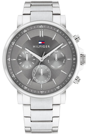  Shop Authentic Tommy Hilfiger Tyson Chronograph Grey Dial Silver Steel Strap Watch For Men - 1710604 - Luxxuri