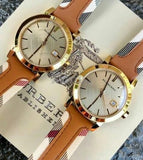  Shop Authentic Burberry The City Gold Dial Brown Leather Strap Watch for Women - BU9133 - Luxxuri