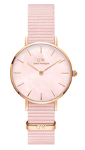  Shop Authentic Daniel Wellington Petite Mother of Pearl Pink Dial Pink Nylon Strap Watch For Women - DW00100512 - Luxxuri