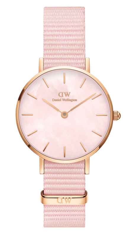  Shop Authentic Daniel Wellington Petite Mother of Pearl Pink Dial Pink Nylon Strap Watch For Women - DW00100512 - Luxxuri