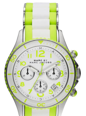  Shop Authentic Marc Jacobs Rock Chronograph White Dial White & Green Silicone Strap Watch for Women - MBM2592 - Luxxuri