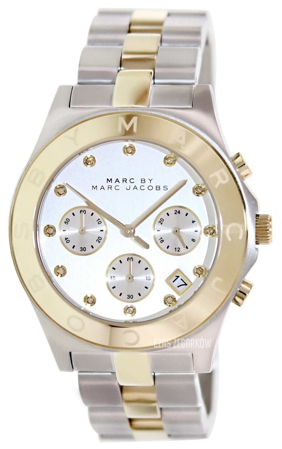  Shop Authentic Marc Jacobs Blade Chronograph Silver Dial Two Tone Steel Strap Watch for Women - MBM3177 - Luxxuri
