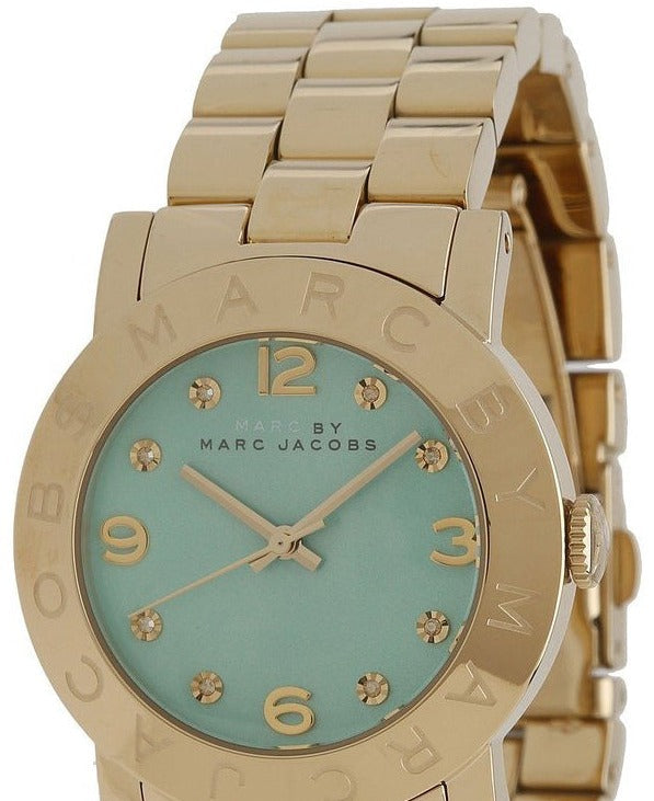  Shop Authentic Marc Jacobs Amy Blue Dial Gold Steel Strap Watch for Women - MBM3301 - Luxxuri
