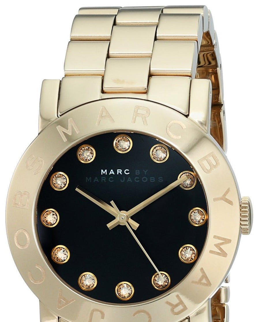  Shop Authentic Marc Jacobs Amy Glitz Black Dial Gold Steel Strap Watch for Women - MBM3334 - Luxxuri