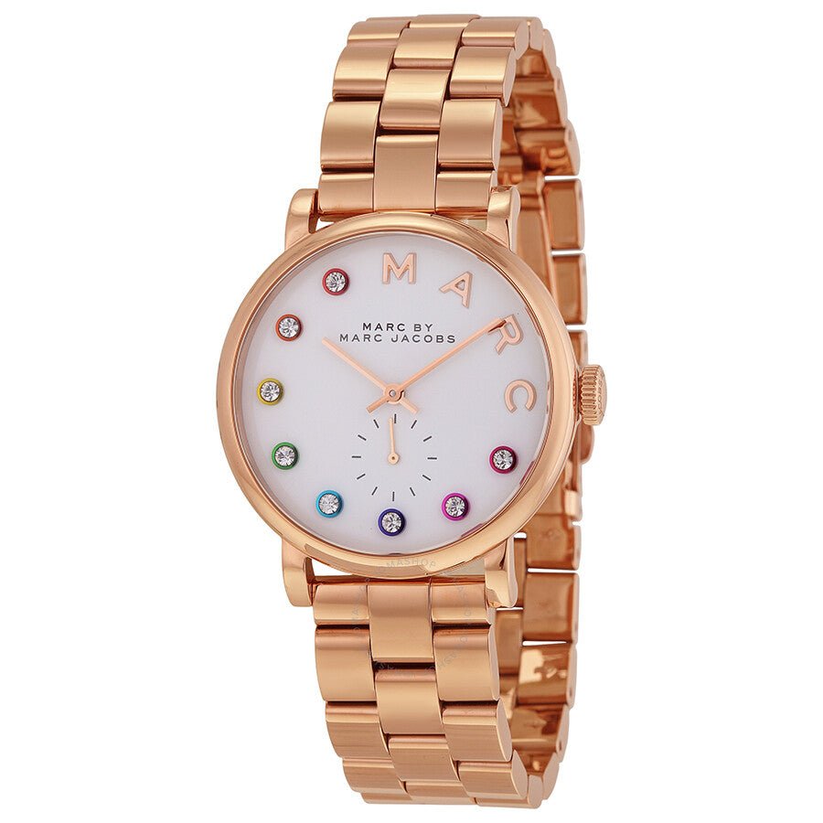 Marc Jacobs Baker White Dial Rose Gold Steel Strap Watch for Women - MBM3441