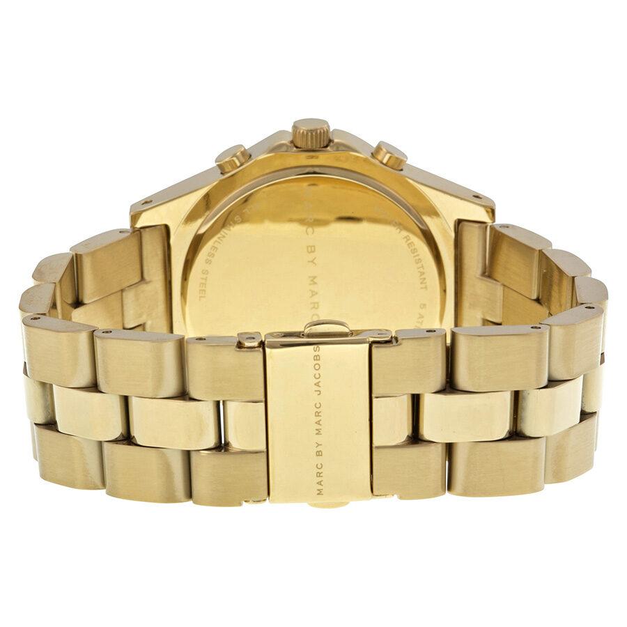  Shop Authentic Marc Jacobs Blade Chronograph Black Dial Gold Steel Strap Watch for Women - MBM3309 - Luxxuri