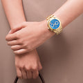  Shop Authentic Marc Jacobs Blade Chronograph Blue Dial Gold Steel Strap Watch for Women - MBM3307 - Luxxuri