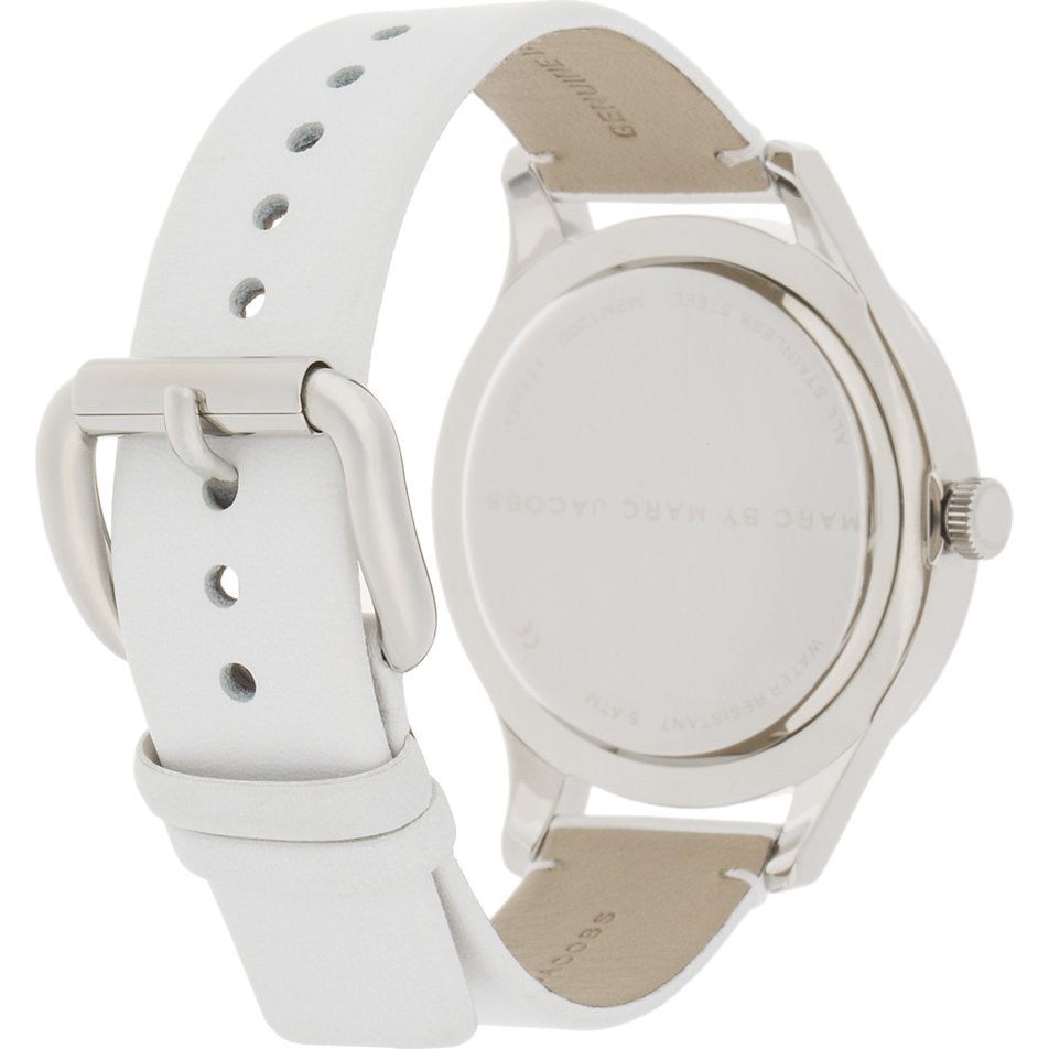  Shop Authentic Marc Jacobs Blade White Dial White Leather Strap Watch for Women - MBM1200 - Luxxuri