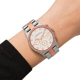  Shop Authentic Marc Jacobs Henry Chronograph Silver Dial Two Tone Steel Strap Watch for Women - MBM3106 - Luxxuri