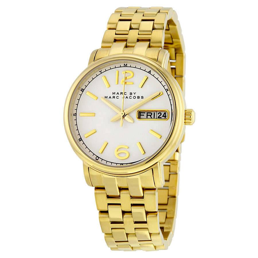  Shop Authentic Marc Jacobs Fergus White Dial Gold Steel Strap Watch for Women - MBM8647 - Luxxuri