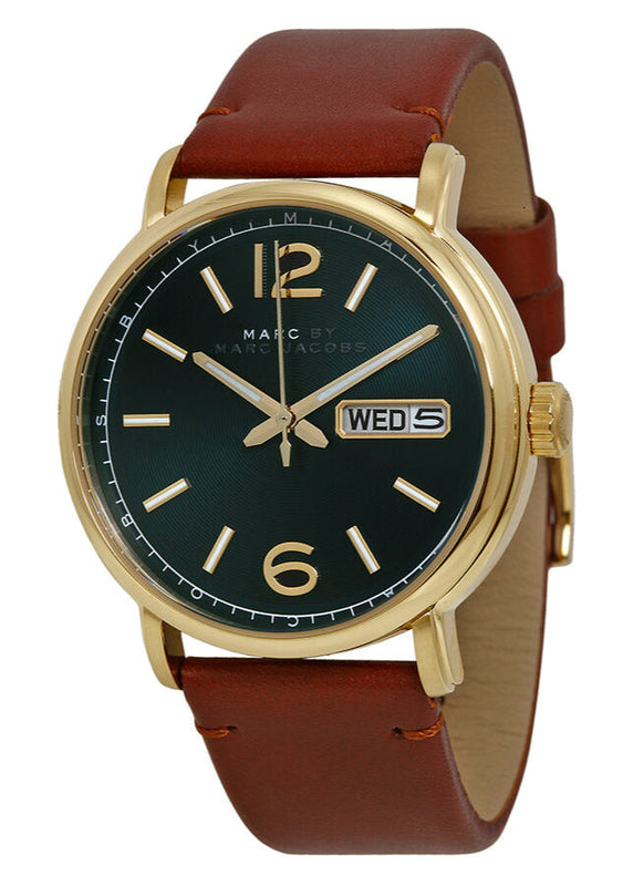  Shop Authentic Marc Jacobs Fergus Green Dial Brown Leather Strap Watch for Men - MBM5077 - Luxxuri